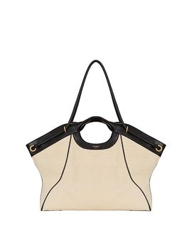 Balmain Balmain Large Tote in Smooth Leather and Canvas