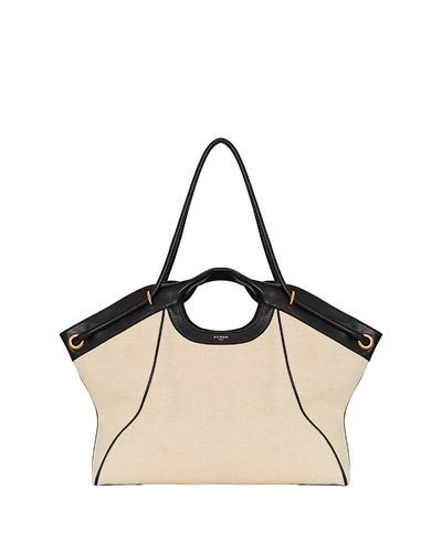 Balmain Balmain Large Tote in Smooth Leather and Canvas