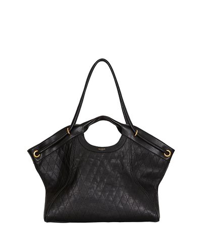 Balmain Balmain Large Tote in Topstitched Leather