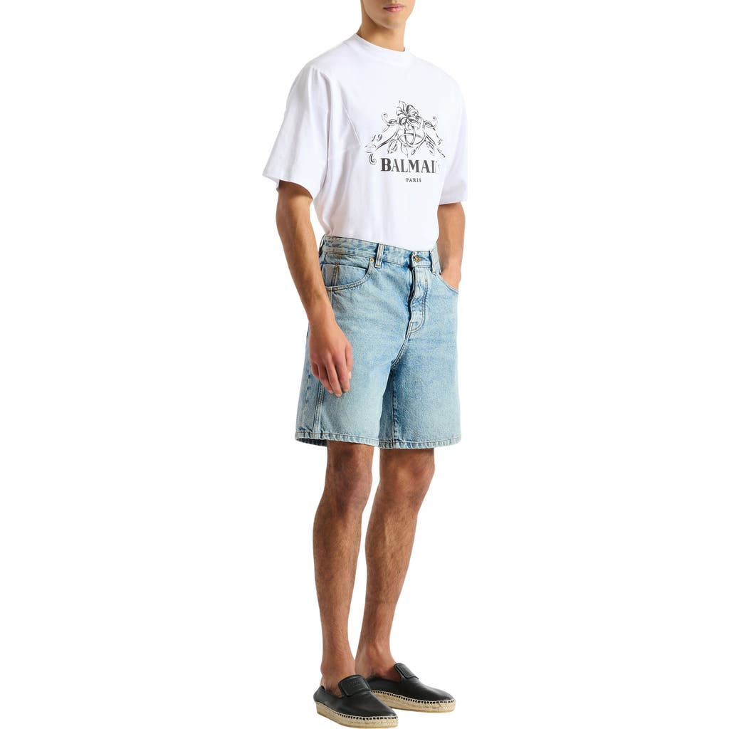 Balmain Balmain Light blue denim Bermuda shorts 