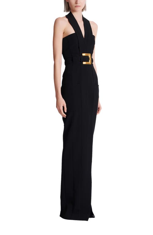 Balmain Balmain Long crepe dress with belt