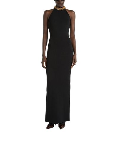 Balmain Balmain Long Milano Jersey Dress with Embroidery