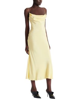 Balmain Balmain Long Strappy Dress in Silk Satin