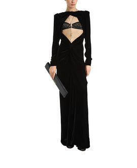 Balmain Balmain Long Velvet and Lace Dress