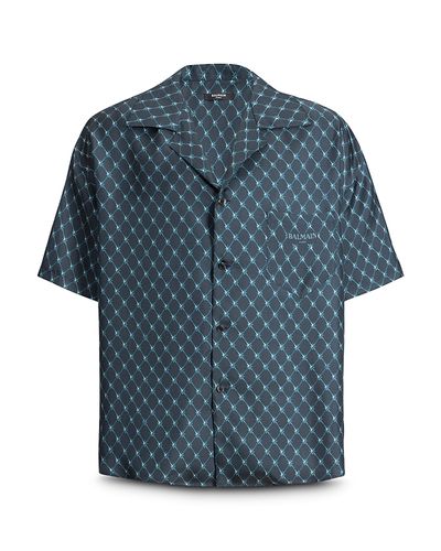 Balmain Balmain Loose Fit Grid Print Pocket Shirt
