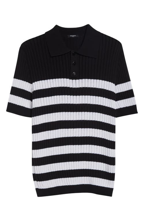 Balmain Balmain Mariner Cotton Blend Ribbed Polo Sweater