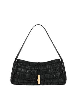 Balmain Balmain Metropolis Bag in Crocodile-Effect Leather with Embroidery