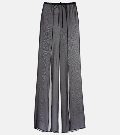 Balmain Balmain Monogram sheer silk wide-leg pants