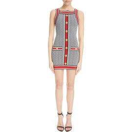 Balmain Balmain Monogram Wool Blend Knit Dress