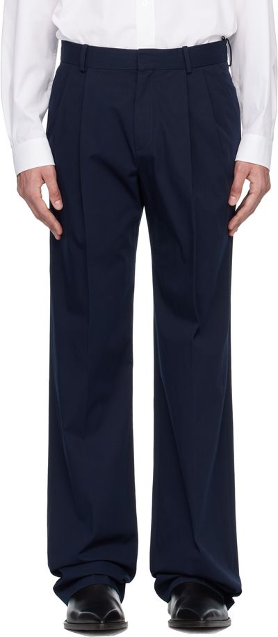 BALMAIN BALMAIN Navy Cotton Twill Darted Trousers