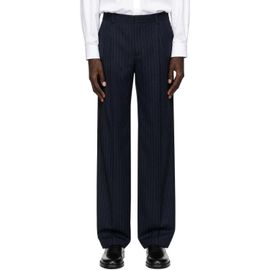 BALMAIN BALMAIN Navy Wide Pinstripe Wool Trousers