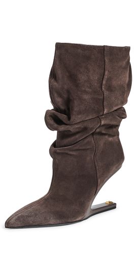 Balmain Balmain No Wedge Suede Ankle Boots 9DR Gris Fonce