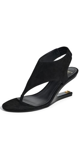 Balmain Balmain No Wedge Suede Sandals 0PA Noir