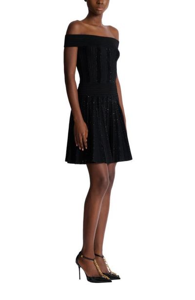 Balmain - Off-the-shoulder glitter knit dress Balmain - Off-the-shoulder glitter knit dress