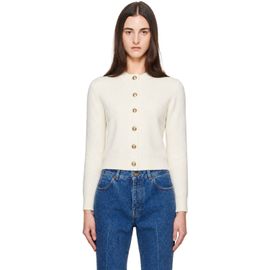 BALMAIN BALMAIN Off-White Buttoned Round Collar Cashmere Cardigan