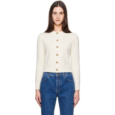 BALMAIN BALMAIN Off-White Buttoned Round Collar Cashmere Cardigan