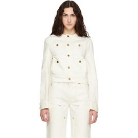 BALMAIN BALMAIN Off-White Patch-Pocket Denim Jacket