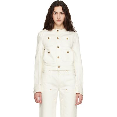 BALMAIN BALMAIN Off-White Patch-Pocket Denim Jacket