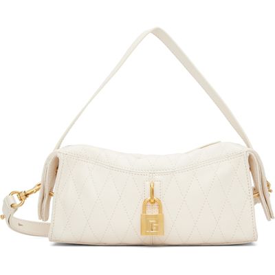 BALMAIN BALMAIN Off-White Small Pulse Smooth Topstitched Leather Bag