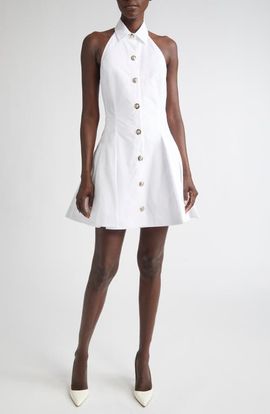 Balmain Balmain Open Back Cotton Poplin Shirtdress