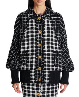Balmain Balmain Oversized Bomber Jacket in Mixed Tweed