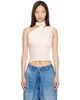 BALMAIN BALMAIN Pink Cross Neck Draped Fluid Jersey Top - 1