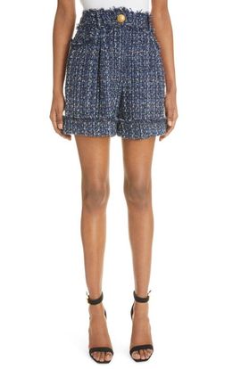 Balmain Balmain Pleated Tweed Shorts