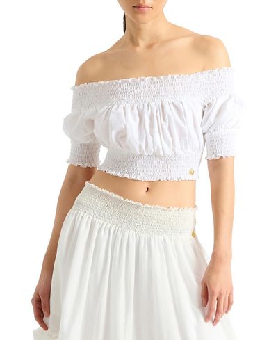 Balmain Balmain Poplin Off-The-Shoulder Top