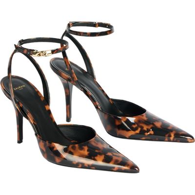 Balmain Balmain Printed Patent Leather Strappy Courts