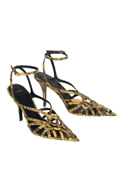 Balmain Balmain Python-Effect Leather Cage Sandals
