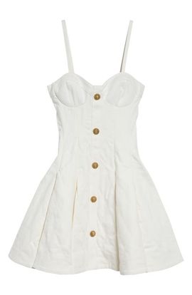 Balmain Balmain Quilted Denim Bustier Skater Minidress