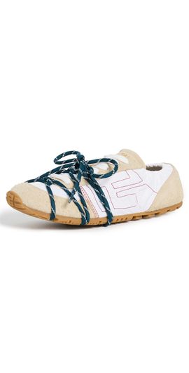 Balmain Balmain Racer 45-Suede Leather & Nylon Sneakers Crème/Blanc