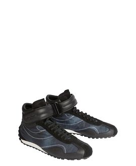 Balmain Balmain Racing Mid-Top Trainers in Nylon and Leather