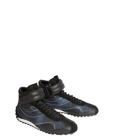 Balmain Balmain Racing Mid-Top Trainers in Nylon and Leather