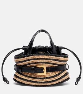 Balmain Balmain Raffia-effect striped top-handle bag
