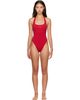 BALMAIN BALMAIN Red Studded Logo Halter Swimsuit - 1