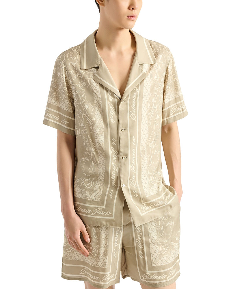 Balmain Balmain Regular Fit Foulard Logo Patterned Shirt