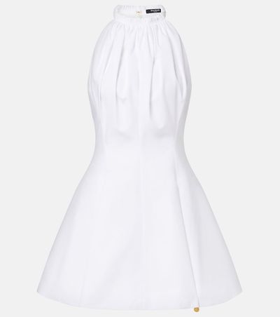 Balmain Balmain Ruched cotton poplin minidress