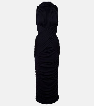 Balmain Balmain Ruched wool jersey midi dress