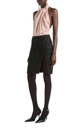 Balmain Balmain Sequinned Tweed Midi Skirt