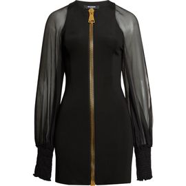 Balmain Balmain Sheer Long Sleeve Zip Minidress