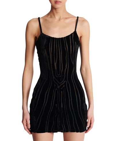 Balmain Balmain Short Strappy Dress in Zebra-Print Velvet