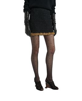 Balmain Balmain Short Tweed Skirt with Embroidered Trim