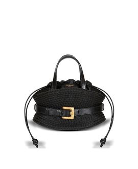 Balmain Balmain Shuffle Mini Bag in Calfskin and Raffia