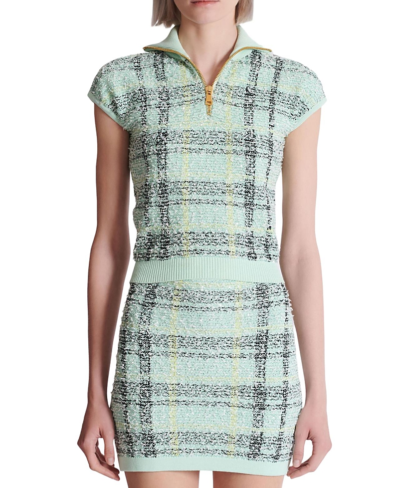 Balmain Balmain Sleeveless Plaid Tweed Top