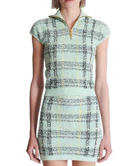Balmain Balmain Sleeveless Plaid Tweed Top