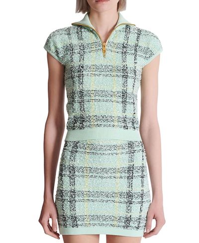 Balmain Balmain Sleeveless Plaid Tweed Top