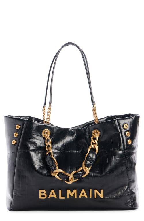 Balmain Balmain Small 1945 Monogram Embossed Soft Leather Tote