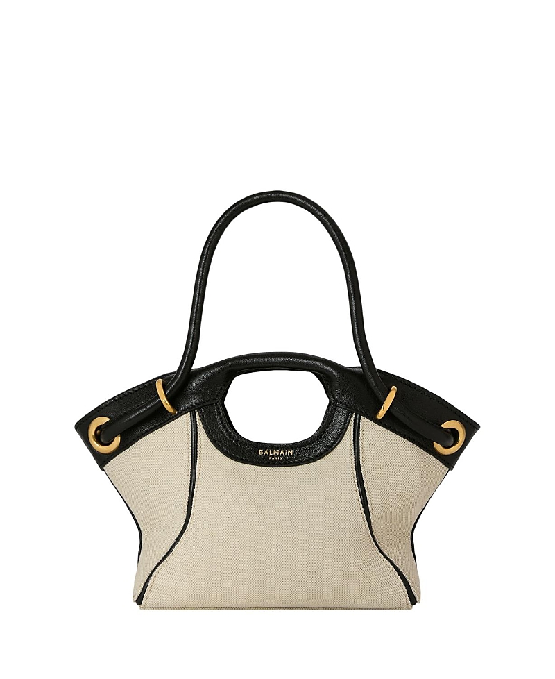 Balmain Balmain Small Tote in Smooth Leather and Canvas