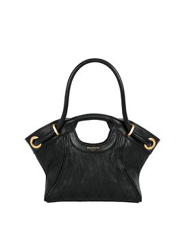 Balmain Balmain Small Tote in Smooth Topstitched Leather
